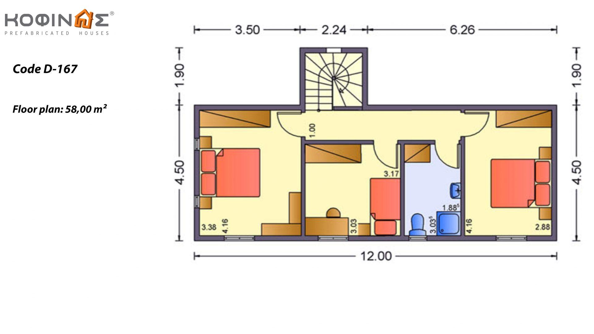 2-story house D-167, total surface of 167,00 m²,covered roofed areas 15.10 m²