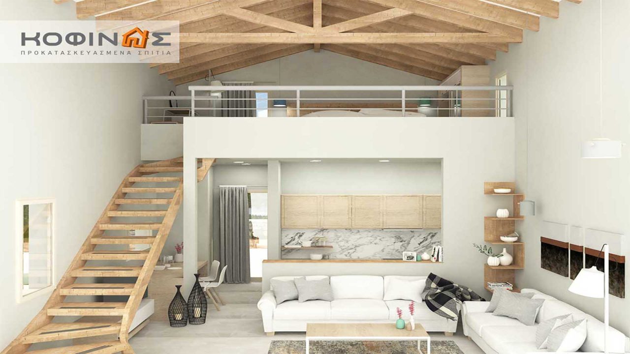 Complex of 1-story houses with attics E-57, total surface of 3 x 57,75 = 173,25 m², roofed areas 52.74 m²0