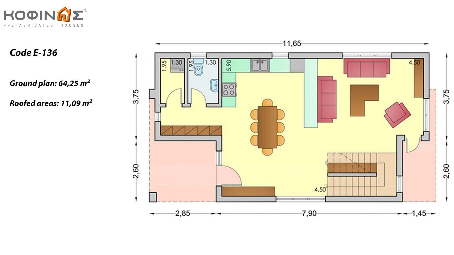 Home Complex E-136, total surface of 3 x 136,39 = 409,17 m²,covered areas 14,8 m²
