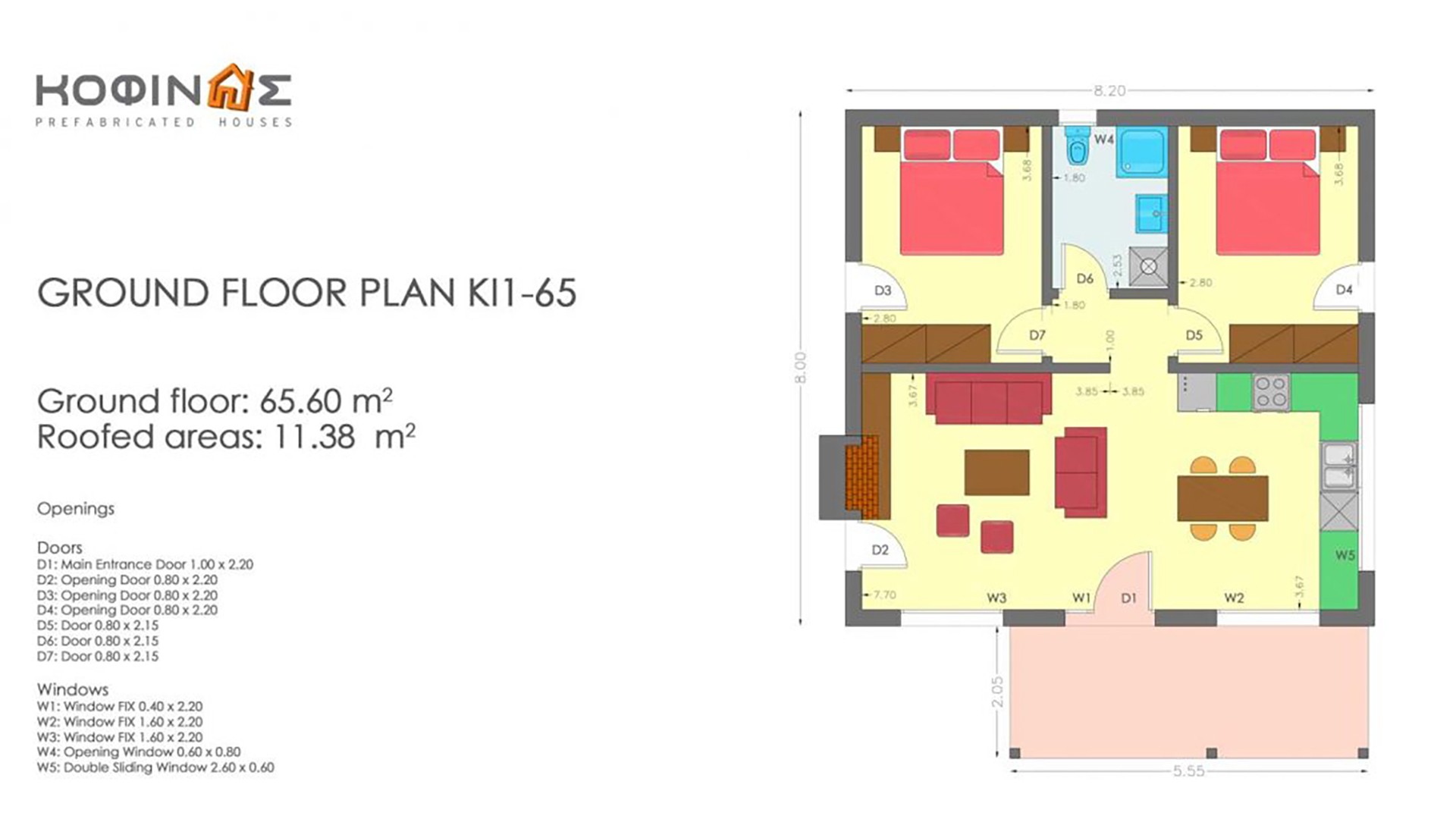 Single story house, KI1-65 (65,60 m²)