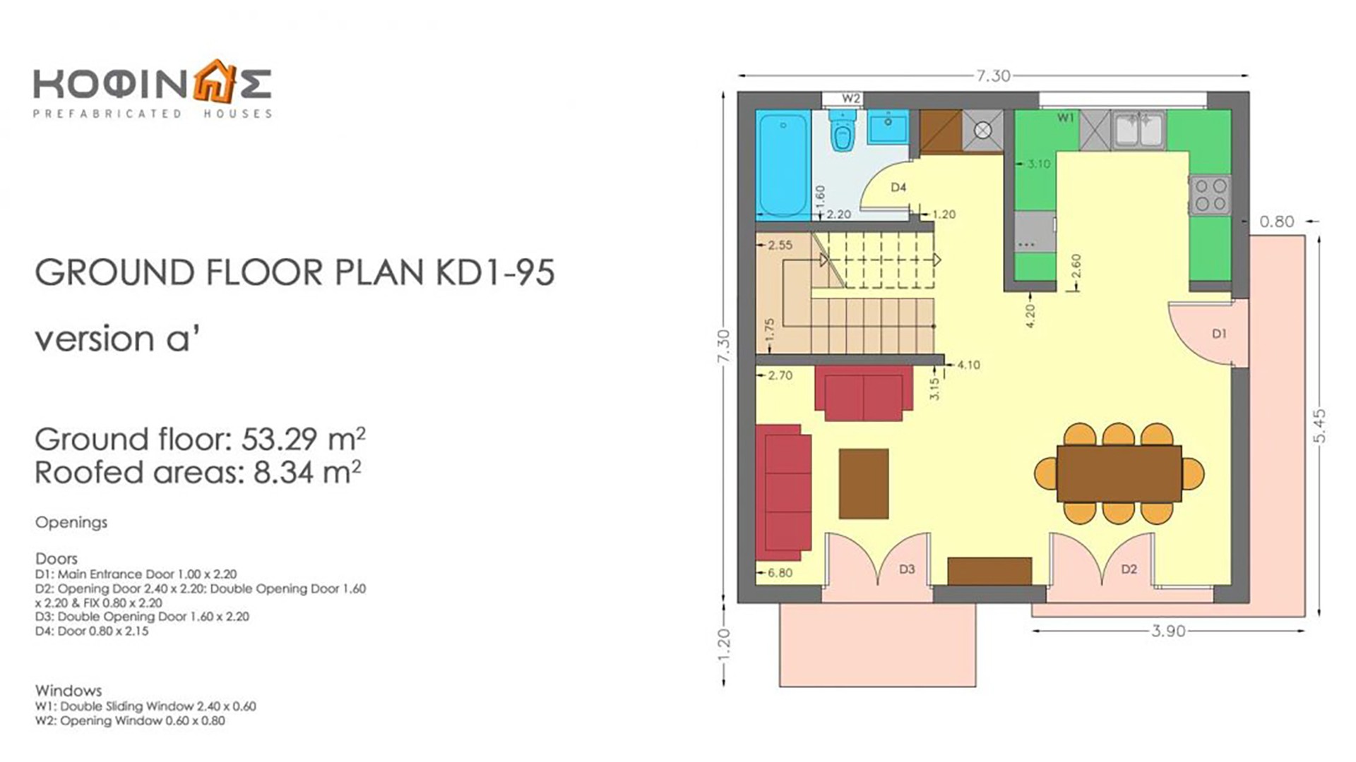 Two story house, KD1-95 (95,70 m²)