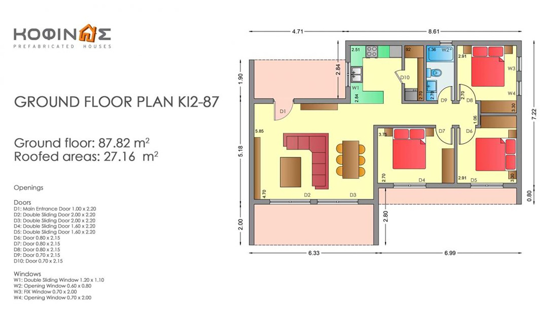 Single story house, KI2-87 (87,82 m²)