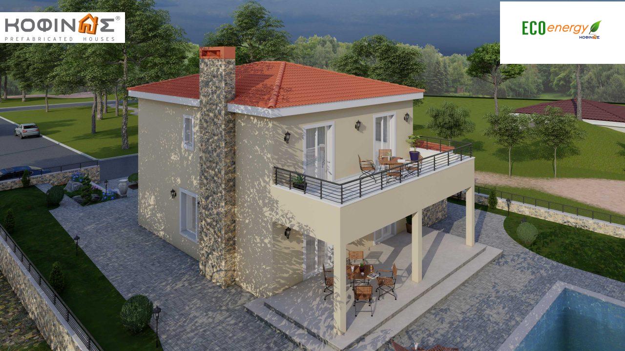 2-story house D-179, total surface of 179.38 m², +Garage 19.42 τ.μ. (=198.80 m²), covered roofed areas 30.90 m², Balconies 23.51 m²3