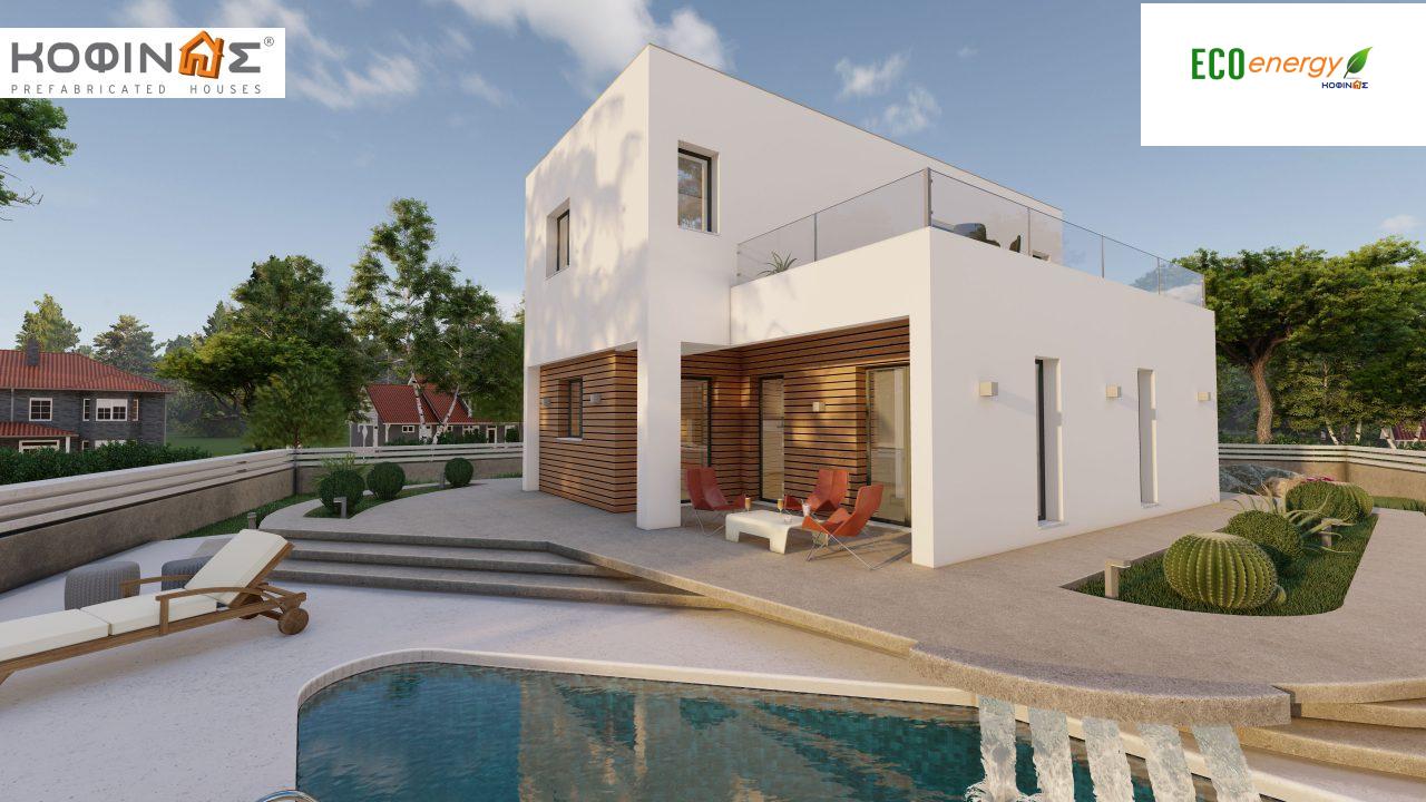 2-story house D-129A, total surface of 129,45 m²,covered roofed areas 13.39 m²,balconies 32.15 m²0