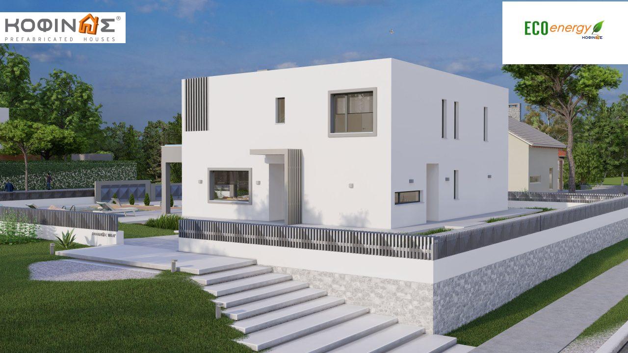 2-story house D 183Α, total area 183.77 m²., +garage 41.98 m²(= 225,75 m²), covered areas 64.39 m², and balconies 32.90 m²2
