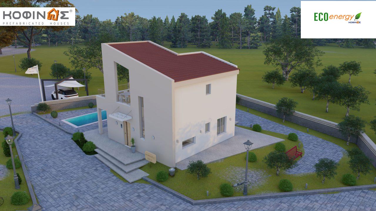 2-story house D-90, total surface of 90.42 m²,covered roofed areas 25.96 m²,balconies 32.54 m²4