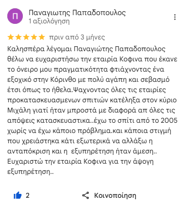 Παναγιώτης Παπαδόπουλος-Σχόλια Πελατών