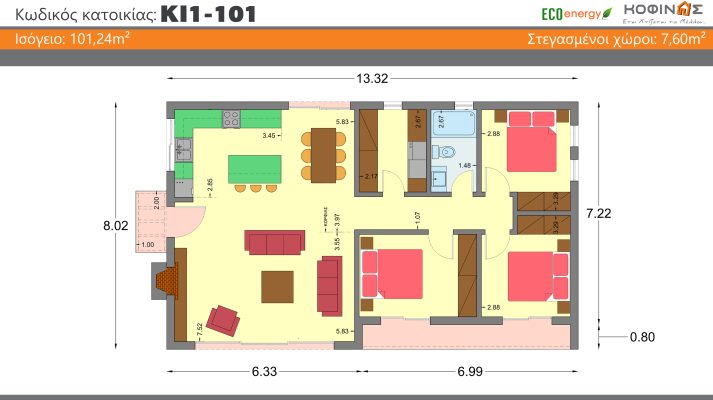 New floor plan of costed residence KI1-101- Kofinas - This is how the Future is Built