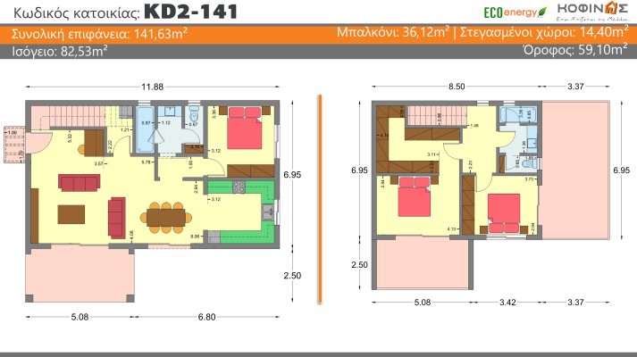 Прайс-лист - планировка KD2-141-серия KD1 (с террасой). ΚΟΦΙΝΑΣ Так строится будущее...