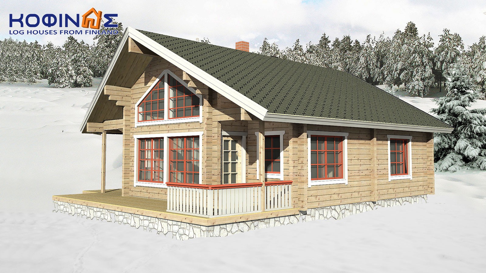 2-story log house XD-125, total surface of 125,35 m²0