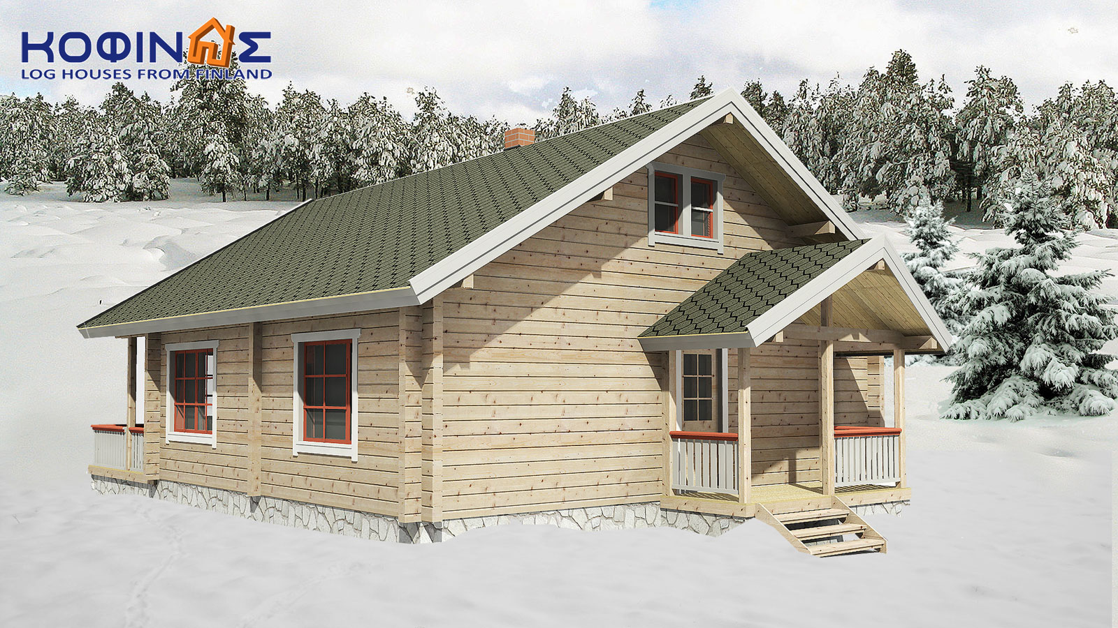2-story log house XD-125, total surface of 125,35 m²1