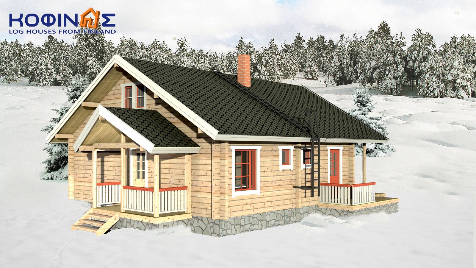 2-story log house XD-125, total surface of 125,35 m²2